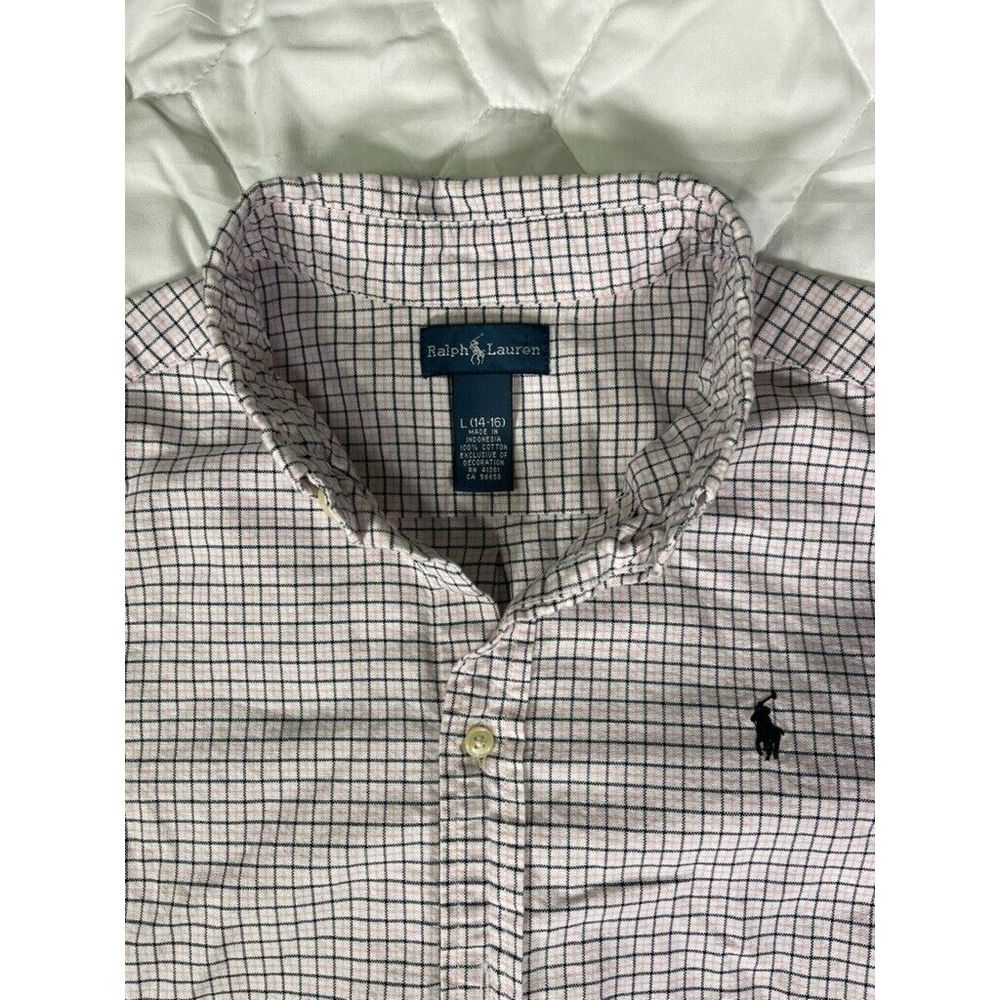 Ralph Lauren Mens Button-Down Shirt Pink Black White Checked Long Sleeve Large